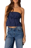Edikted Reva Strapless Cotton Top In Navy