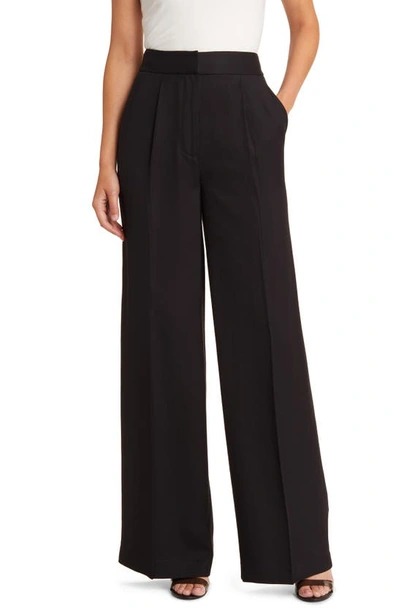 Milly Noelani Pintuck Viscose Twill Trousers In Black