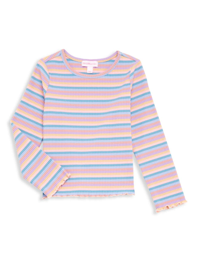 Design History Little Girl's Striped Knit Long-sleeve Top In Pink Tan Combo
