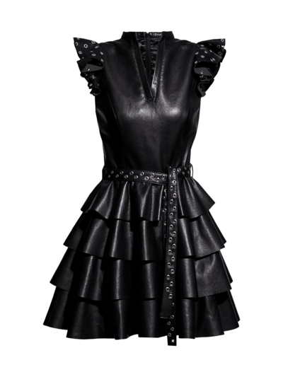 As By Df Jude Recycled Leather Mini Dress In Black