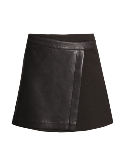 As By Df Vera Leather Wrap Mini Skirt In Black
