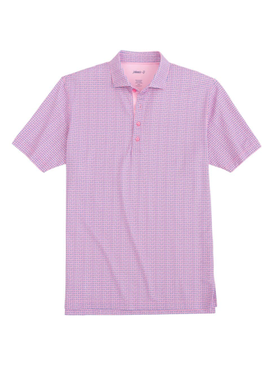 Johnnie-o Men's Fenton Geometric Polo Shirt In Hibiscus