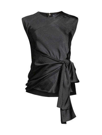 Modern Citizen Women's Blaire Satin Wrap Blouse In Black