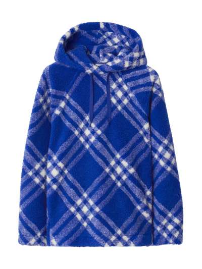 Burberry Checked Faux-shearling Hoodie In Knight Ip Check