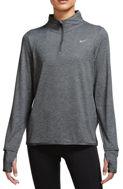 Nike Dri-fit Swift Element Uv Quarter Zip Running Pullover In Smoke Grey/ Lt Smoke Grey