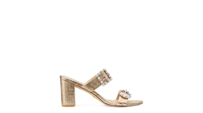 Stuart Weitzman Pearl Geo Buckle 75 Slide The Sw Outlet In Washed Gold