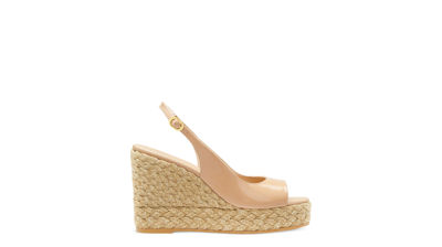 Stuart Weitzman Island Peep-toe Espadrille Wedge The Sw Outlet In Adobe & Natural