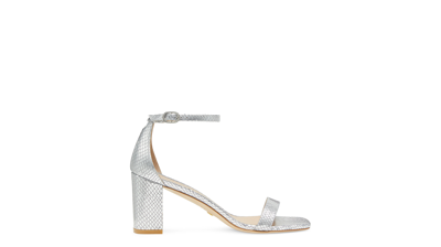 Stuart Weitzman Nudistcurve 75 Block Sandal The Sw Outlet In Silver