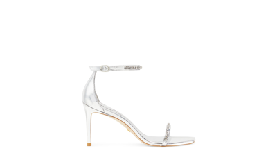 Stuart Weitzman Nudistcurve Glam Ii 85 Sandal The Sw Outlet In Silver & Clear