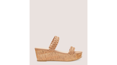 Stuart Weitzman Aleena Woven Summer Slide Wedge The Sw Outlet In Sandalwood