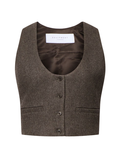 Equipment Charlie Wool Vest In Charcoal Heather Grey In Multi