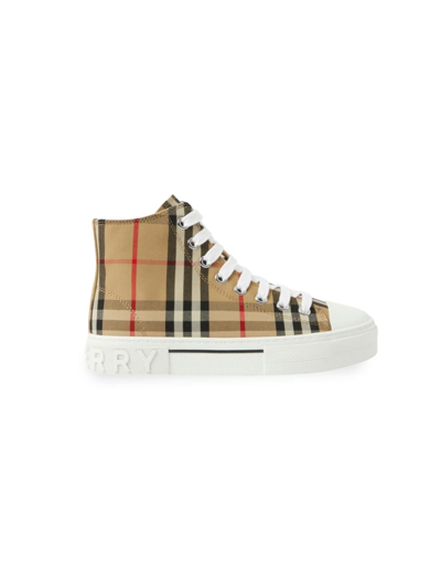 Burberry Little Kid's & Kid's New Mini Jack Check High-top Trainers In Archive Beige Check