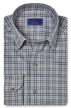 David Donahue Men's Check Button-down Twill Casual Shirt In Green/ Sky
