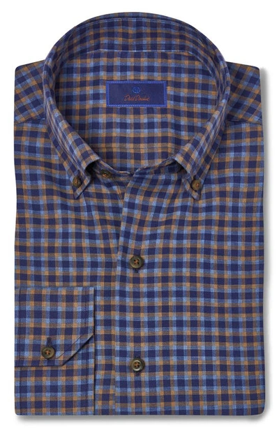 David Donahue Classic Fit Check Supima® Cotton Dobby Button-down Shirt In Navy Brown
