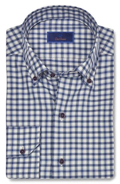David Donahue Men's Check Button-down Twill Casual Shirt In Navy Blue