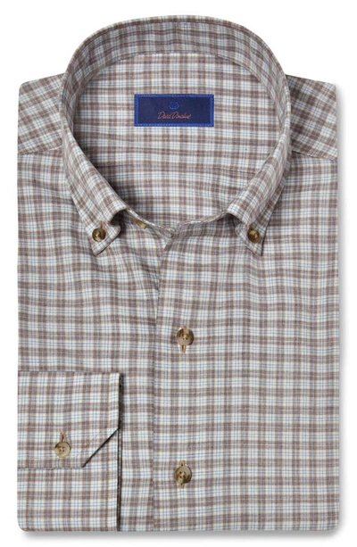 David Donahue Men's Check Button-down Twill Casual Shirt In Sand Sky