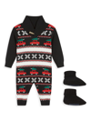 ANDY & EVAN BABY BOY'S HOLIDAY FAIR ISLE KNIT COVERALLS & BOOTIES SET