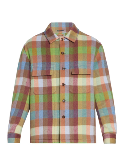 Zegna X The Elder Statesman Checked Oasi Cashmere Overshirt In Green