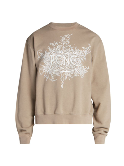 Acne Studios Mens Dark Beige Franzisko Devil Brand-print Cotton-jersey Sweatshirt