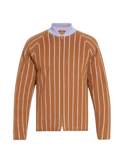 Zegna X The Elder Statesman Striped Padded Brushed-cashmere Jacket In Vicuna Lilac Stripe