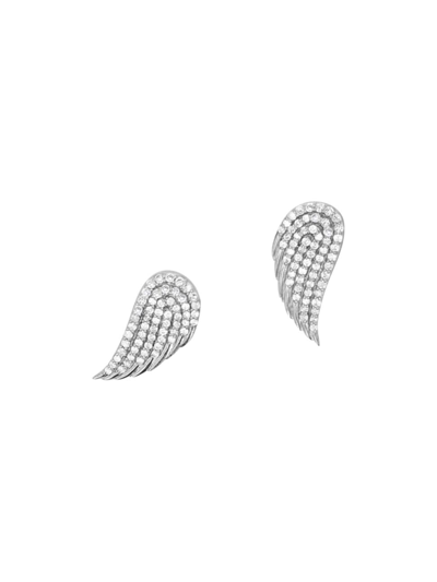 Sheryl Lowe Diamond Pave Wing Stud Earrings In Sterling Silver
