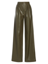 ALICE AND OLIVIA WOMEN'S POMPEY PLEATED FAUX LEATHER WIDE-LEG PANTS
