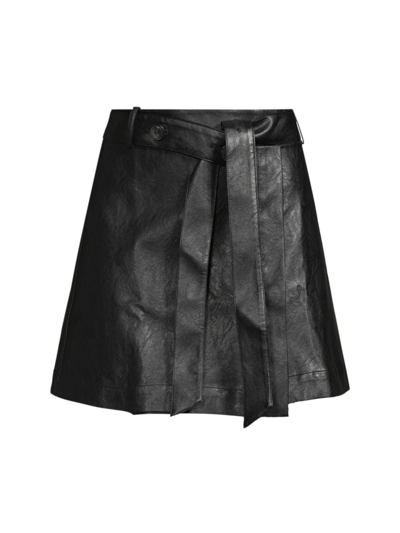 Modern Citizen Women's Tanner Vegan Leather Wrap Miniskirt In Black