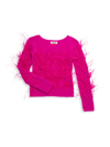 CULT GAIA LITTLE GIRL'S & GIRL'S DANTON FEATHER-TRIMMED SWEATER