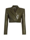 ALICE AND OLIVIA WOMEN'S ANTHONY CROPPED FAUX LEATHER BLAZER