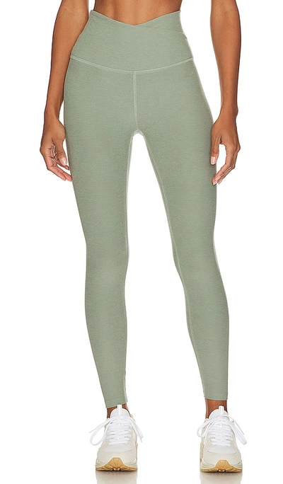 Beyond Yoga Spacedye At Your Leisure High Waisted Midi Legging In Grey Sage Heather