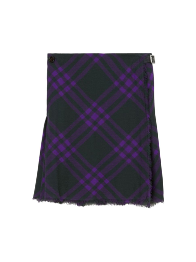 Burberry Asymmetrical High-waisted Silk Skirt With Plaid Pattern In Royalipcheck
