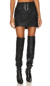 Rotate Birger Christensen Lace-up Faux Leather Mini Skirt In Black