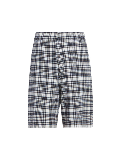 Zegna X The Elder Statesman Straight-leg Checked Wool And Cashmere-blend Shorts In White Blue Check