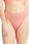 Hanky Panky Ribbed High-cut Lace-trim Thong In Antique Rose Pink
