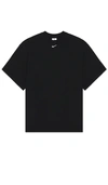 Nike Men's Solo Swoosh Short-sleeve Heavyweight Top In Black & White