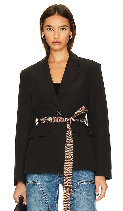 Ulla Johnson Ellery Suiting Jacket With Scarf Belt In Black