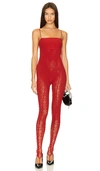 Wolford Simkhai Warp Knit Logo Jumpsuit In Autumn Red