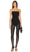 Wolford X Simkhai Intricate Sheer Pattern Warp Knit Jumpsuit In Black