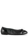 Stuart Weitzman Bardot Ballet Flat Womens Black Leather Bow Detail Zogg1293 In Black