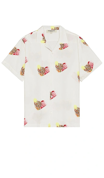 Fiorucci Cocktail Print Bowling Shirt In White