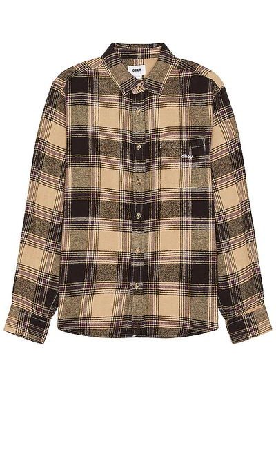 Obey Alex Woven Flannel In Neutrals