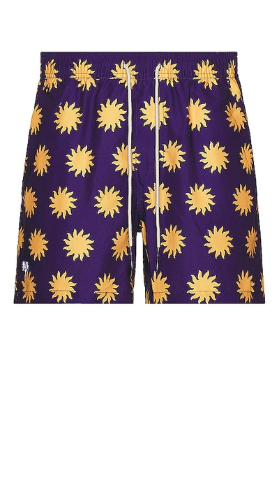 Oas Straight-leg Short-length Printed Swim Shorts In Purple