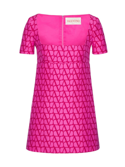 Valentino Women's Toile Iconographe Short Dress In Crepe Couture In Pink