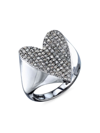 SHERYL LOWE WOMEN'S STERLING SILVER & 0.99 TCW DIAMOND FOLDED HEART RING