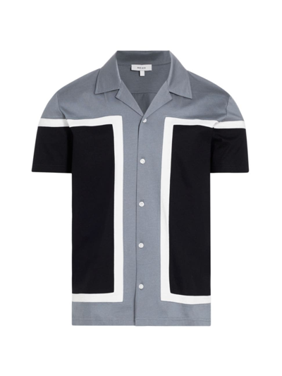 Reiss Noble Colorblock Cuban Shirt In Airforce Blue