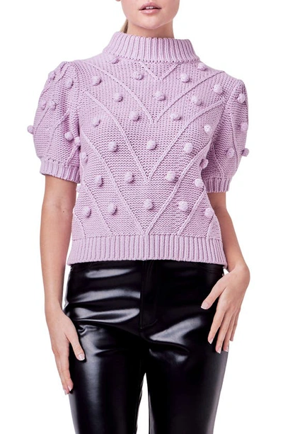 English Factory Women's Pom Pom Puff Sleeve Sweater In Lilac