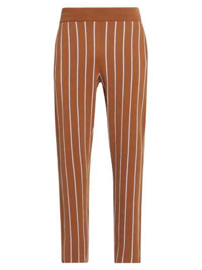 Zegna X The Elder Statesman Striped Cashmere Trousers In Braun
