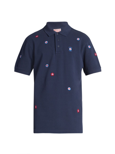 Kenzo Target Embroidered Cotton Shirt In Blue