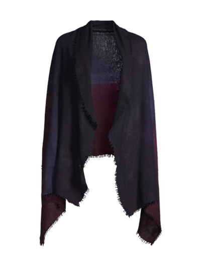Denis Colomb Women's Fuzzy Feutre Colourblocked Cashmere Shawl In Dark Fig