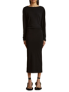 Khaite The Trina Long-sleeved Open-back Midi Dress In Black